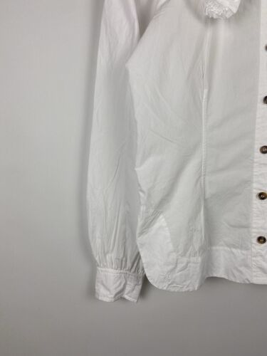 PVP $205 GANNI Camisa Blanca Algodón Gran Tamaño Cuello con Volantes Talla 38 - Imagen 4 de 19