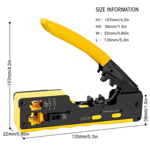 RJ45 pliers crimper network tool for ez rj45 cat6 cat7 ethernet cable connectors - Picture 2 of 12