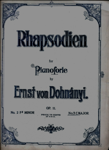 Rhapsodien Nr. 3 C-Dur Rhapsodie C-Dur op. 11 Nr. 3 Ernst von Dohnanyi Noten