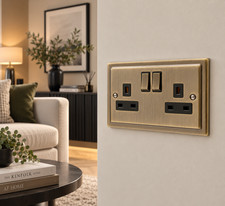 Vintage Antique Brass Switches and Sockets - Regency Range Stepped Edge USB
