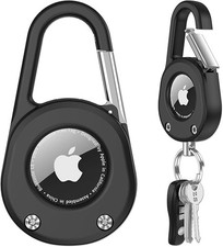AirTag Keychain Holder with Carabiner, IPX8 Waterproof Hard PC Case, Secure Lock