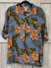 Panama Jack Hawaiian Button Up Short Sleeve Shirt Sz XLarge Blue  Floral
