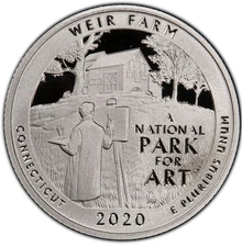 2020-S Clad Proof Weir Farm National Park Quarter 25C