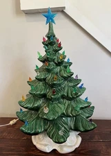 Vintage Atlantic Mold Christmas Tree 70s 21” Large Ceramic Holiday 3 Piece