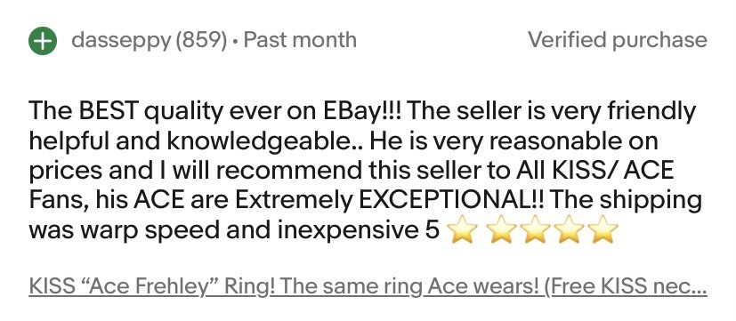 The  “Ace Frehley”  Ring (As Worn By the Spaceman Himself) Aucoin