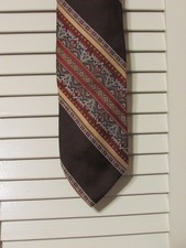 Vintage 1970s Wemlon by Wembley Brown Orange Striped Wide Necktie Polyester