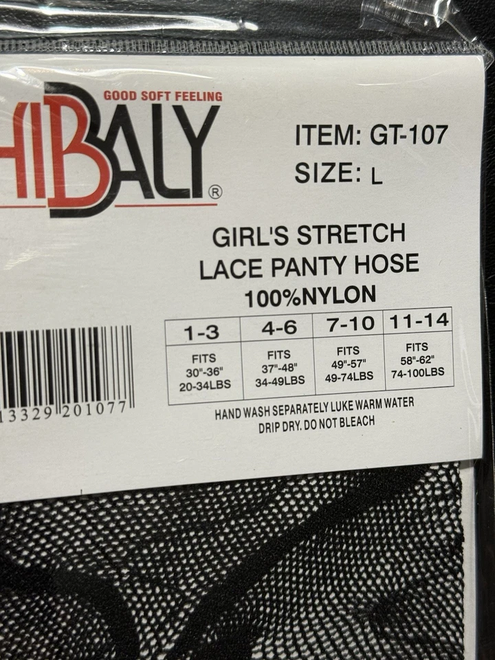 Medias/pantimedias negras de encaje elástico talla L para niña - A0102 Foto 3 de 4