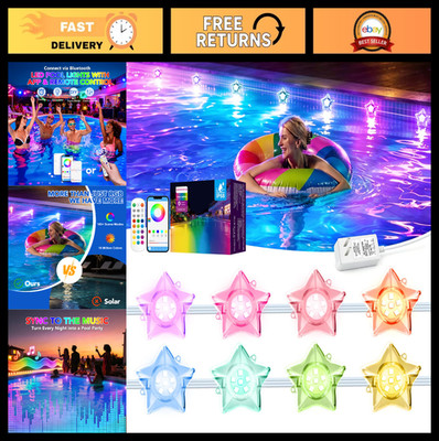 50FT RGBIC LED Pool Lights - Submersible, Music Sync, App & Remote Control, IP68