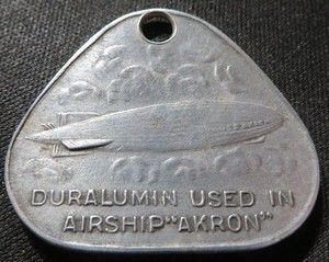 Goodyear Zeppelin Corp Dock Airship USS Akron Ohio Duralumin Medal Coin Token