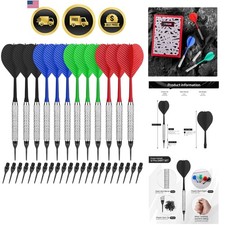 Plastic Tip Darts,12pcs Soft Darts Set with 100 Plastic Tips for Electronic D...