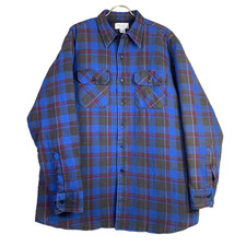 VTG Sears Men s Store Shacket Quilted Blue Plaid Grunge 90's Workwear Y2K Sz XLT