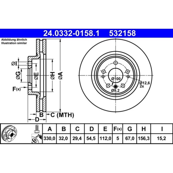 Bremsscheibe ATE 24.0332-0158.1 (2 Stk.) FüR Mercedes-Benz R-image