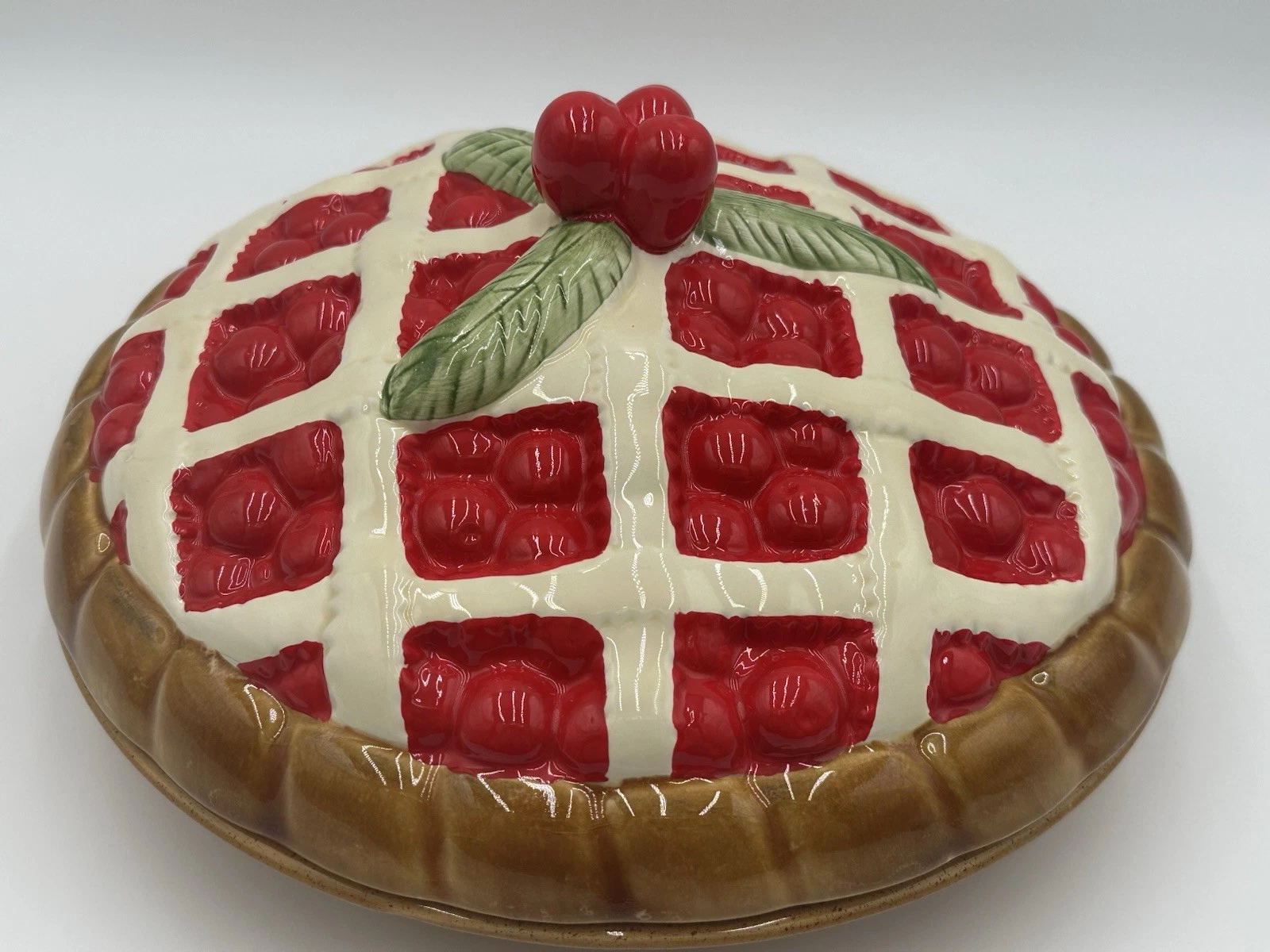 Ceramic Cherry Pie Vintage Dish Kitchen Kitsch Home Decor 4th July Decoration
