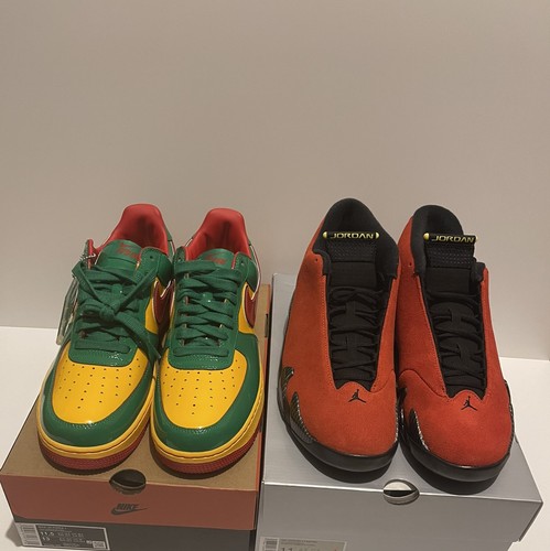 Nike Air Force 1 Lil Yachty Concrete Boys Green & Jordan 14 Ferrari - Size 11.5 - Picture 19 of 23