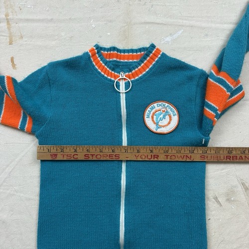 Vintage Miami Dolphins Zip-Up Sweater Cardigan Youth Size Medium NFL Football - Picture 2 of 5