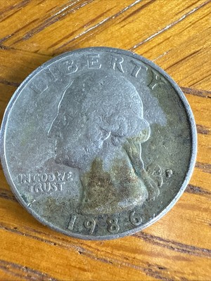 ERROR 1986-P 25c Quarter Dollar DD REVERSE LETTER WEIGHT CLOSE (AM) Mint Error