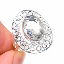 White Topaz Gemstone 925 Sterling Silver All Size Ring For Gift