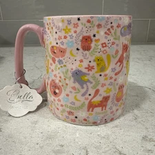 CATS & FLOWERS Pink Bella 10 Strawberry Street 16oz Mug Kitty Cat Spring Mom