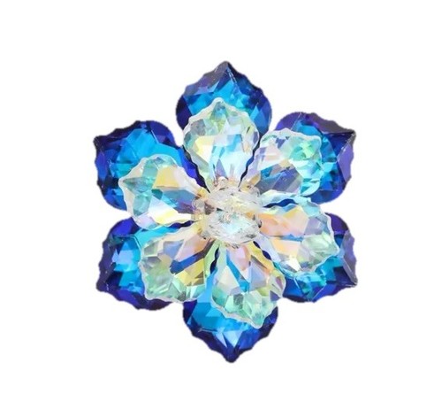 Nuevo Broche Flor Azul Efecto Vidrio Brillante Cristal Regalo Para Mujer’s 4.5cm - Imagen 1 de 4