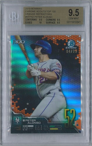 2019 Bowman Peter Alonso Orange Refractor #/25 BGS 9.5 Mets