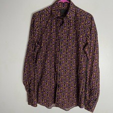 Prada Milano Long Sleeve Button Down Shirt Mens Size 15 1/2 (38) Purple Orange