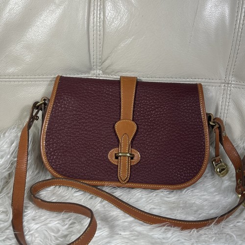 Vintage Dooney & Bourke Bag Burgundy Equestrian AWL Shoulder VGC Free Ship!