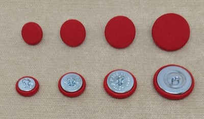 Rote Polycotton Schlaufenknöpfe hinten 15 mm, 19 mm, 23 mm oder 28 mm