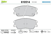 Valeo Bremsbelagsatz Scheibenbremse E-PERFORMANCE 610514 FüR KIA Soul 3 SK3