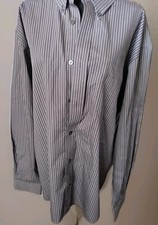 Eddie Bauer Wrinkle Resistant Relaxed Fit Gray Striped Button Up Shirt
