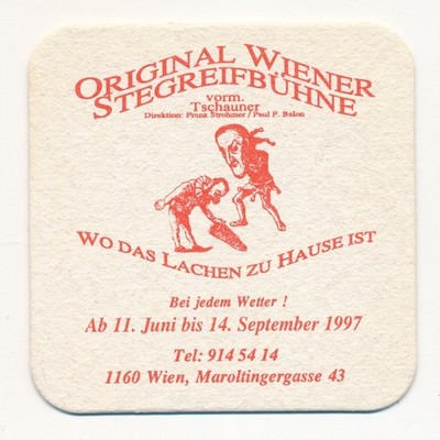 Bierdeckel Österreich Schwechater Bier - Wiener Stehgreifbühne 1997