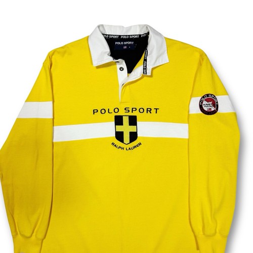 Polo Sport Ralph Lauren Artic Challenge Yellow & White Rugby Style Shirt Size L - Picture 10 of 14
