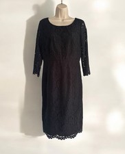 Talbots Sz 6 Black Lace 3/4 Sleeve Sheath Cocktail Party Dress Elegant