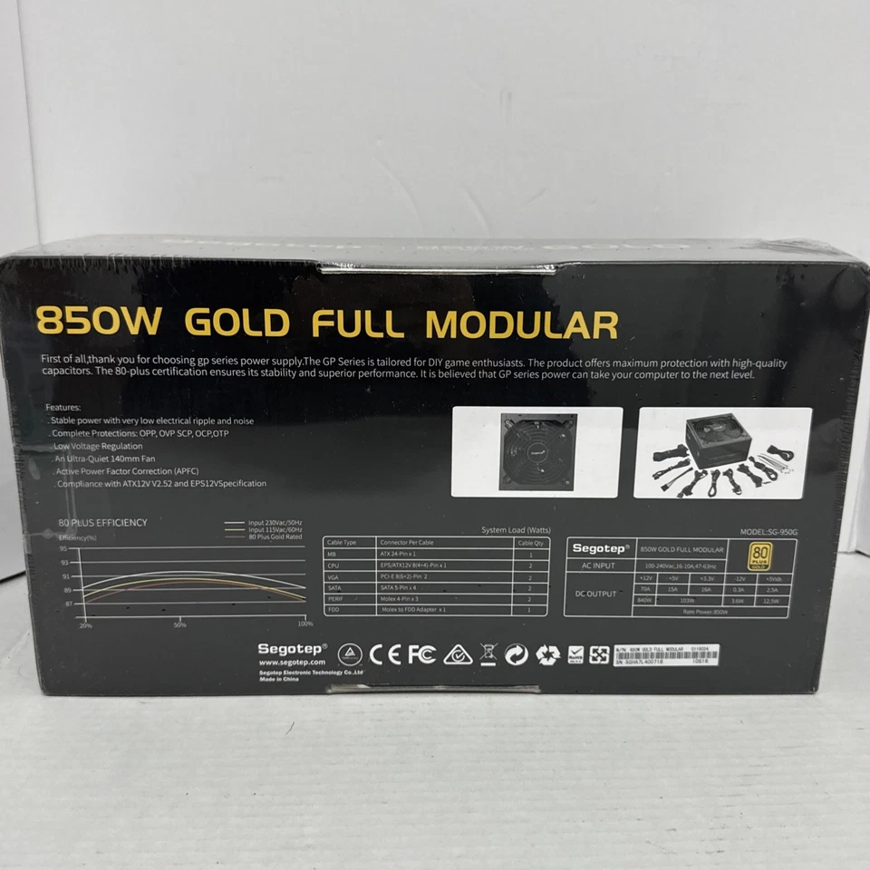 Sealed - Segotep GM850 Power Supply 850W, PCIe 5.1 & ATX 3.1 Full Modular 80 - Image 3 of 3