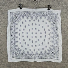 Light Blue Paisley Bandanna 20.5" Square Neck Head Scarf Accessory Unisex FLAWS