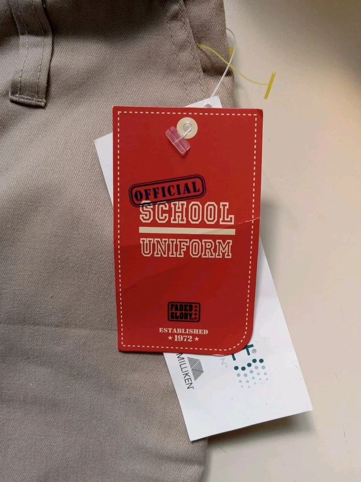 Pantalón de pierna acampanada Faded Glory uniforme escolar oficial marrón talla 8 nuevo con etiquetas Foto 4 de 4