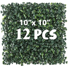 12PCS 10"x 10" Artificial Boxwood Wall Panels, UV-Anti Grass Wall Hedge Plant...