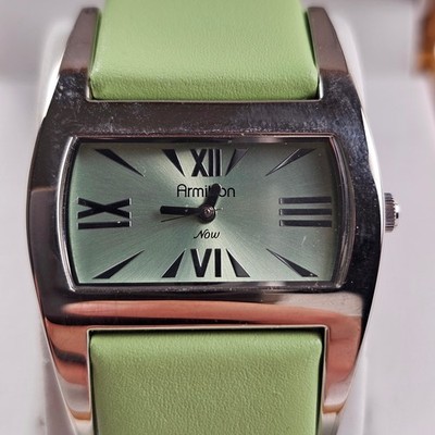 Armitron Now Women s Watch Green Leather Strap Rectangular Case Japan Movt w Box