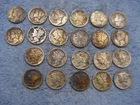 22  SILVER DISCOLORED AND/OR POSSIBLY HOMELY  MERCURY DIMES WITH DATES lot 31g