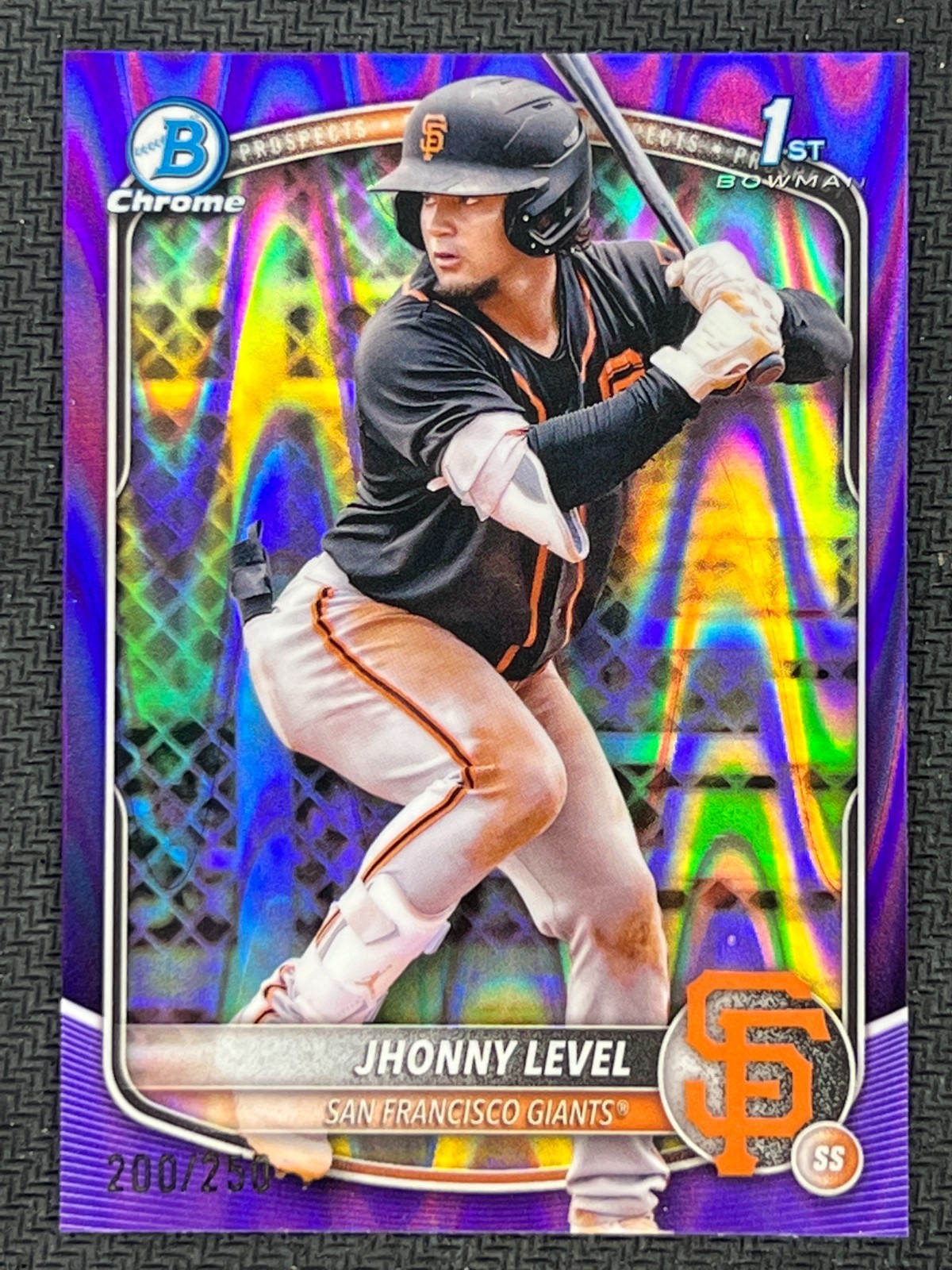 2025 Bowman Chrome Prospects Purple Raywave #BCP-147 Jhonny Level 1st 200/250