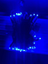 Mini lumières LED bleues 48 ampoules sur fil vert vacances intérieur extérieur 11 pieds