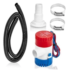 Non-automatic 0.98 Inch Bilge Pump kit for Boats,12V Bilge Pumps with 6 1100GPH