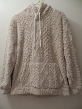 Men's Fleece-Lined Hooded Sweatshirt Loose Fit with Pocket Beige Medium