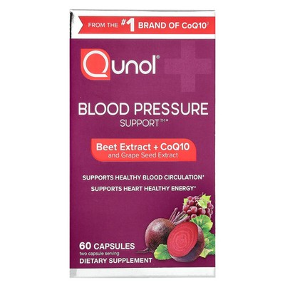 2 X Qunol, Blood Pressure Support, Beets Extract + CoQ10 and Grape Seed Extract