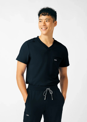 #ad Landau ProFlex LT108 Men#x27;s 2 Pocket V Neck Scrub Top Black Size Large $17.99