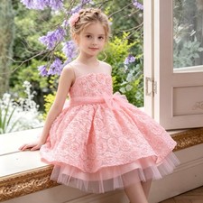 Girls Lace Tulle Puffy Princess Dress Kids Flower Girl Wedding Party Ball Gown