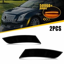 For 2013-2017 Cadillac XTS GM2550201 LED Front Bumper Side Marker Light Smoke EF