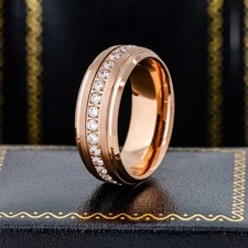 14K Rose Gold Over 1 Ct Diamond Dazzling Eternity Engagement Wedding Men Ring