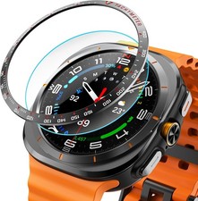 Black Aluminum Bezel Cover Compatible with Samsung Galaxy Watch Ultra 47mm, w/ P