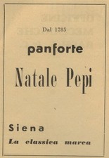 Pubblicita' Vintage Anni 50:Panforte Natale Pepi dal 1785 - Siena