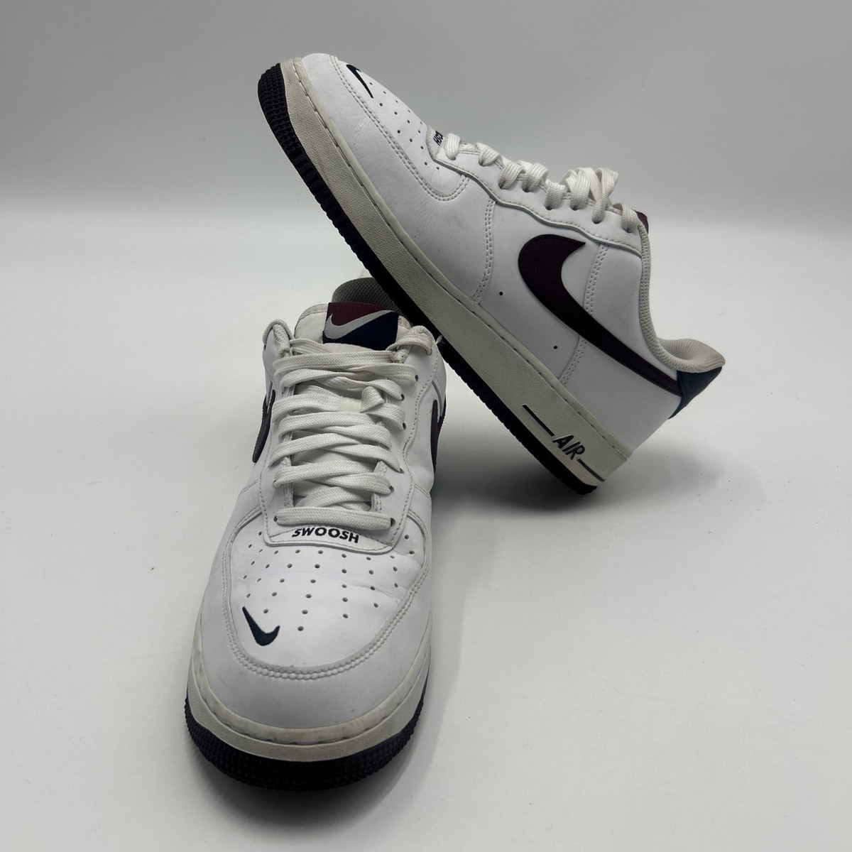 Size 12 Nike Air Force 1 \'07 LV8 4 Swoosh‎ White Maroon Men Sneakers CJ8731-100 Nike Air Force 1  main image 3